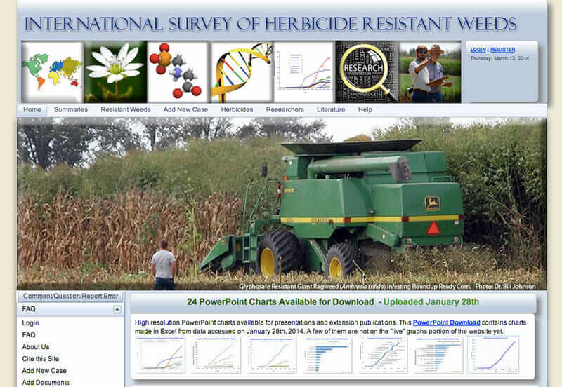 A screenshot of weedscience.org.