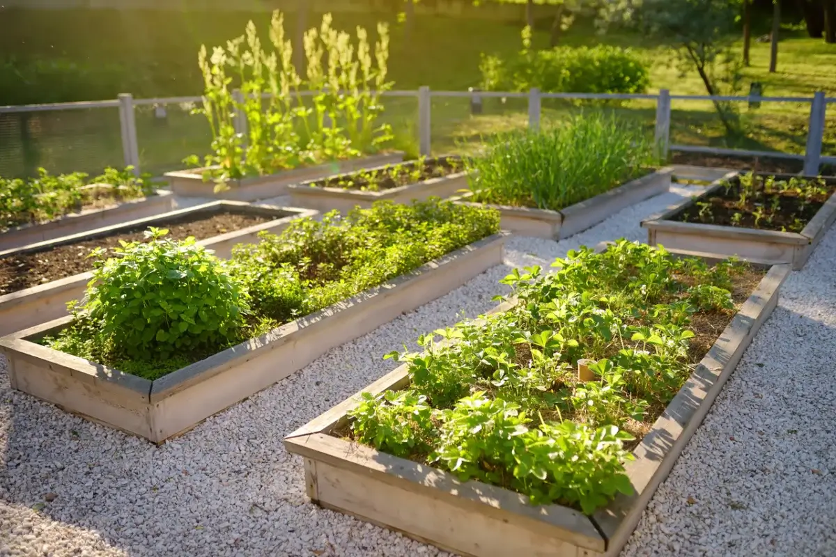 Raised garden beds.